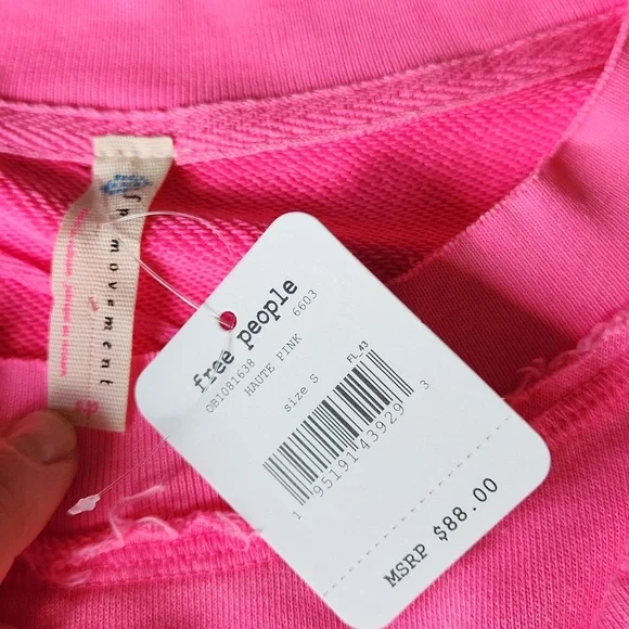 NWT ❗️ Free people houte pink oversize small S with pockets sweater - Picture 15 of 16